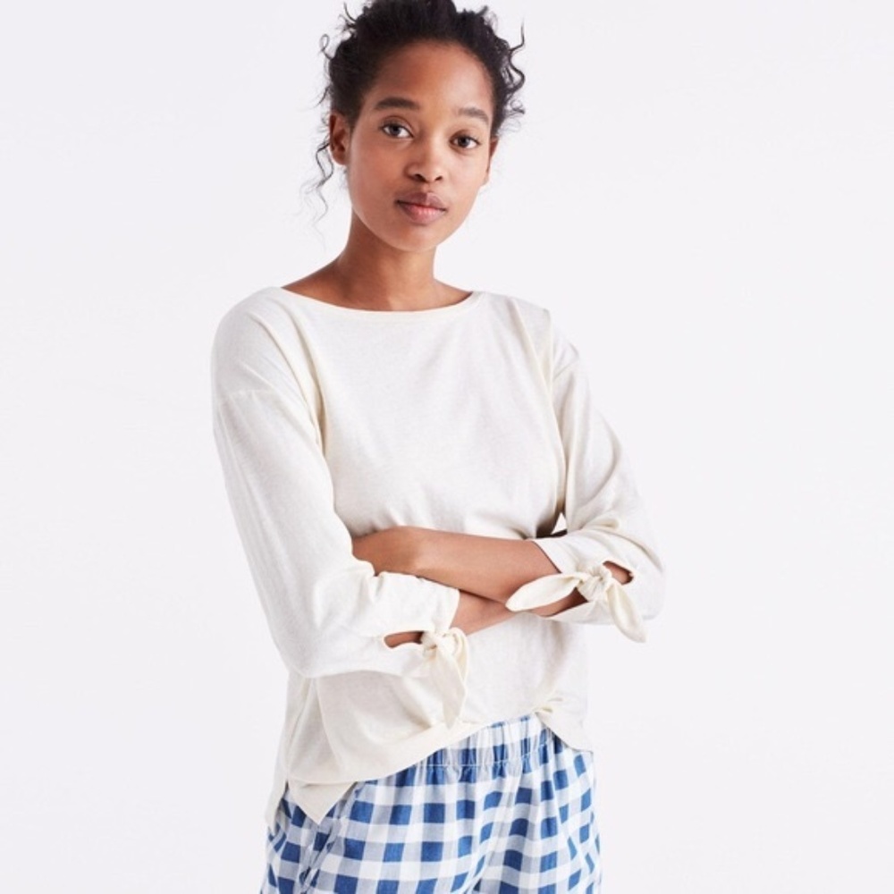 NWOT Madewell Linen Blend Tie Sleeve Tee